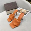 Classic Women High Heels Lido Sandals Slippers Ladies Wed Slides Square Mules Summer Slipper Woven Leather Sexy Party 9CM Sandal Shoes