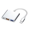 Typ C Hub USB C Dockningsstation Typ C till HD USB3.0 USB-C laddare Adapter för mobiltelefon Laptop Converter 3 i 1