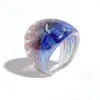 Anello trasparente colorato Anelli di vetro con motivo floreale geometrico irregolare per gioielli da donna Regalo per feste 2021