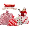 Plastic 12pcs / lot Santa Claus Gift Candy Sac Présents enroulé Stripe Polka Dot Plaid Sacs de souhaits Joyeux Noël décorations de Noël Home Year HY0109