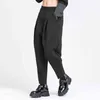 [EAM] High Elastic Waist Black Long Split Joint Harem Trousers Loose Fit Pants Women Fashion Spring Autumn 1Y766 211115