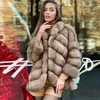 Women's Fur & Faux Women Real Coats 2022 Winter Fashion Full Pelt Natural Jacket Medium Length Thick Warm Overcoats Female