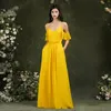 Blandad designad gula brudtärna klänningar för Country Garden Beach Bohemian Wedding Guest Maid of Honor Gowns Women Party Dress1343919