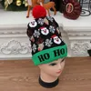 Glödande julstickad hatt Xmas Light-up Beanies Hats utomhusljus Pompon Ball Ski Cap för Santa Snowman Reindeer Xmass Tree