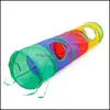 Chat Jouets Fournitures Pet Maison Jardin Tunnel Drôle Jouer Cave Arc-En-Brun Pliable 2 Trous Chaton En Gros Lapin Jeu A0615 Drop Delivery 2