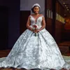Robes de mariée robe de bal africaine pure à manches longues en dentelle appliques robes de mariée vintage fleurs perlées personnaliser robe de novia