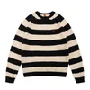 男性のセーター人間の秋冬愛の冬の愛刺繍の縞模様の縞模様のセーターは、カジュアルなプルオーバーセーター