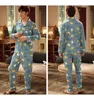 Uzun Kollu Sonbahar Kış Pijama Gevşek Erkekler Stil Çift Pijama Set Pijama Üst + Pantolon Genç Aşıklar Pijama Setleri Kadın Gecelik 211122