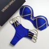 Kvinnors badkläder sexig sträng thong bikini set push up biquini halter topp 2 stycken baddräkt vadderad bh kvinnlig baddräkt