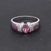 Bröllopsringar Est Pink Color Cubic Zircon Luxury Ring With Fire Opal for Women Engagement Fine Jewelry Bijoux Drop