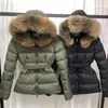 Womens Down Jacket Winter Jackets Coats Real Raccoon Hair Collar Warm Fashion Parkas with Belt Lady Cotton Coat Outerwear Big Pocket