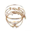 5 teile/satz Mode Frauen Charme Strand Gold Farbe Kette Mond Kristall Geometrie Kette Armreif Armband Set Schmuck ein Direkt Verkauf q0719