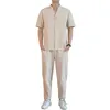 メンズトラックスーツ2021男性綿とリネンセットファッションプリントTシャツズボン中国のレトロスタイルメンズカジュアルな服
