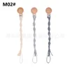 Baby Dummy Chain Pacifier clip Crochet Cotton Soother Holder Infant Toddler Wooden Beads Teething Toy 2423 Q2