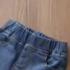 Frühling Herbst Casual 3-12 Jahre Kinder Elastische Lange Hosen Gewaschen Quaste Baby Kinder Mädchen Breite Bein Ausgestelltes Denim Jeans 210529