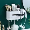 Storage Boxes & Bins Multi-functional Bathroom Rack Plastic Box Cosmetics And Manager Hair Dryer Wall Mounted