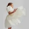Kledingsets Nieuwe high-end prinses jurk pluizig garenbloem kinderen bruiloft kleine meisjesjurk