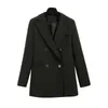 eDressU Women Loose Blazer Jacket Black Casual Suit Spring Double Breasted Office Business Outwear ZX-3 210930