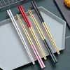 Chopsticks 2021 Säljer 304 Rostfritt 5 par Stål Anti Mildew Slip Hushållens netto röd kinesisk krukfamilj bärbar