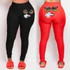 High Waist Funny Printing Bodycon Fitness Sports Trousers Hip Lift Leggings Women Leisure Fashion Long Pants Black&Red Plus Size 210517