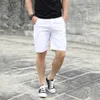 Summer White Multi-pocket Shorts Men's Working Casual Knee Length Pants Trend Loose Large Size Straight 210713