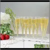 STS Cozinha Suprimentos Cozinha, Bar de Jantar Home Jardim Gota entrega 2021 Gold Glitter Champagne Flutas Clear Plástico Toasting Tasting Cálice Dispositivo