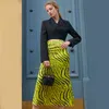 [EAM] Высокая талия желтый полосатый напечатанный длинный темперамент полу-тела юбка женщин мода весна осень 1DD8044 210512