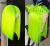 Perruques Bob droites vertes courtes avec des cheveux de bébé pour les femmes noires blanches Cosplay Party perruque synthétique avant en dentelle