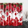 Shower Curtains Buerfly / Red Rose 3D Waterproof Bathroom Polyester Curtain Customized