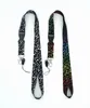 Cell Phone Straps & Charms 100pcs Musical note rainbow black and white squares Lanyard Keychain Key Chain ID Badge Mobile holder Neck Strap #08