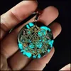 Colliers pendentifs brillent dans le noir Orgonite Sri Yantra symbole pendentif énergie Chakra Emf Protection Orgone guérison bijoux collier goutte D