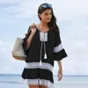 Damska stroje kąpielowe bambusowe lato Pareo plaża okładka sexy kobiety strój kąpielowy Kaftan sukienka tunika biała beachwear # Q382