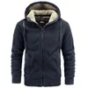 Men's Fleece Jacket Hooded Large Size Winter Parka Men Windbreakers Thick Warm Anorak Husband Autumn Black Fur Coat Male 211110