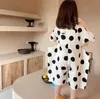 Girls Jumpsuit Summer Short Sleeve Polka Dot Printed Loose Pants Korean Toddler Kids Palysuit 210611