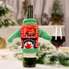 Décoration de Noël pull tricoté bouteille de vin couverture bonhomme de neige cerf Table ornements pour la maison nouvel an cadeau XBJK2107