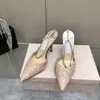 2022 Senaste Style Luxury Women Shoe High Heel Pointed Crystal Chain Sandals Mode Andas Bekväm Sko Kvinna Storlek 35-39