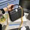 Borsa a tracolla a griglia Designer con catena in oro nero e argento Borsa a tracolla alla moda 2021 Luxurys Borsa da donna in pelle di alta qualità186L