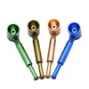 Brass Color Metal Smoking Pipe 91 MM With Metal Bowl Aluminum Alloy Tobacco Hand Spoon Pipes Mini Style Smoke Water