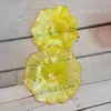 Large Wall Art Lamp Murano Flower Plates Interior Decor Hand Blown Glass Wall-Sconce for Living Room Yellow Color Diameter 30 to 50 CM