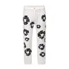 Ny 23SS Designer Flower Full Print Jeans byxor överdimensionerade streetwear modemärke raka avslappnade män kvinnor denim byxor byxor staplade jeans män