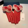Moda damska rękawiczki na Lingge Rex Rabbit Furning Mouth Red Rękawiczki