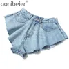 Summer Fashion Mesh Clothing Light Blue Denim Washed Pockets Zippers Shorts Female Bottoms Chic Loose Short 210604