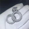 Cluster ringar handgjorda päron klippa 8ct lab diamant ring uppsättningar 925 sterling silver smycken engagemang bröllop band för kvinnor män parti bijou