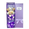 Cute Teddy Bear Stuffed Animal Plush Toy Lover Rilakkuma Bear Flower Bouquet Gift Box Birthday Valentine's Day Christmas Gifts H0824