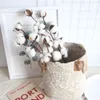 Naturally Dried Cotton Stems Farmhouse Artificial Flower Filler Floral Decor Fake Flowers DIY Garland Home Wedding Supplies