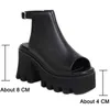 RIBETRINI Große Größe 45 im Angebot Open Toe Chunky Heels Schnalle Riemchen Goth Coole Damen Sandalen Schwarz Freizeit Casual Punk Schuhe Y220225