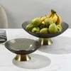 Platos de cristal nórdico, plato de fruta, decoración moderna minimalista para el hogar, sala de estar, mesa de comedor, bocadillo de caramelo redondo de lujo seco