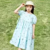 2021 Zomerjurk Casual Katoen Dot Tiener Meisjes Jurk Puff Sleeve Kinderen Jurken voor Meisje Mode Kinderkleding 5-14Y Q0716