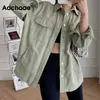 Aachoae Mulheres Cor Sólida Algodão Oversized Jaqueta Casacos Batwing Manga Turn Down Collar Outerwear Feminino Moda Outono 211025