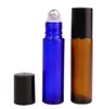Bouteilles de rouleau de verre bleu de 10 ml avec bille métallique pour les parfums d'aromathérapie d'huile essentielle et baumes à lèvres Freemake Up